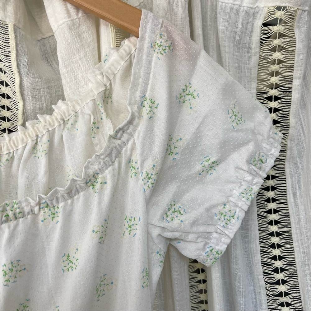 Vintage 60’s/70's Prairie White Cottagecore Short Sleeve Ruffle Maxi Dress XS/S - Picture 6 of 11